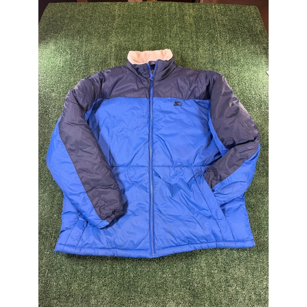 Starter Blue Puffer Jacket Down Fill Nautical Navy Size XL